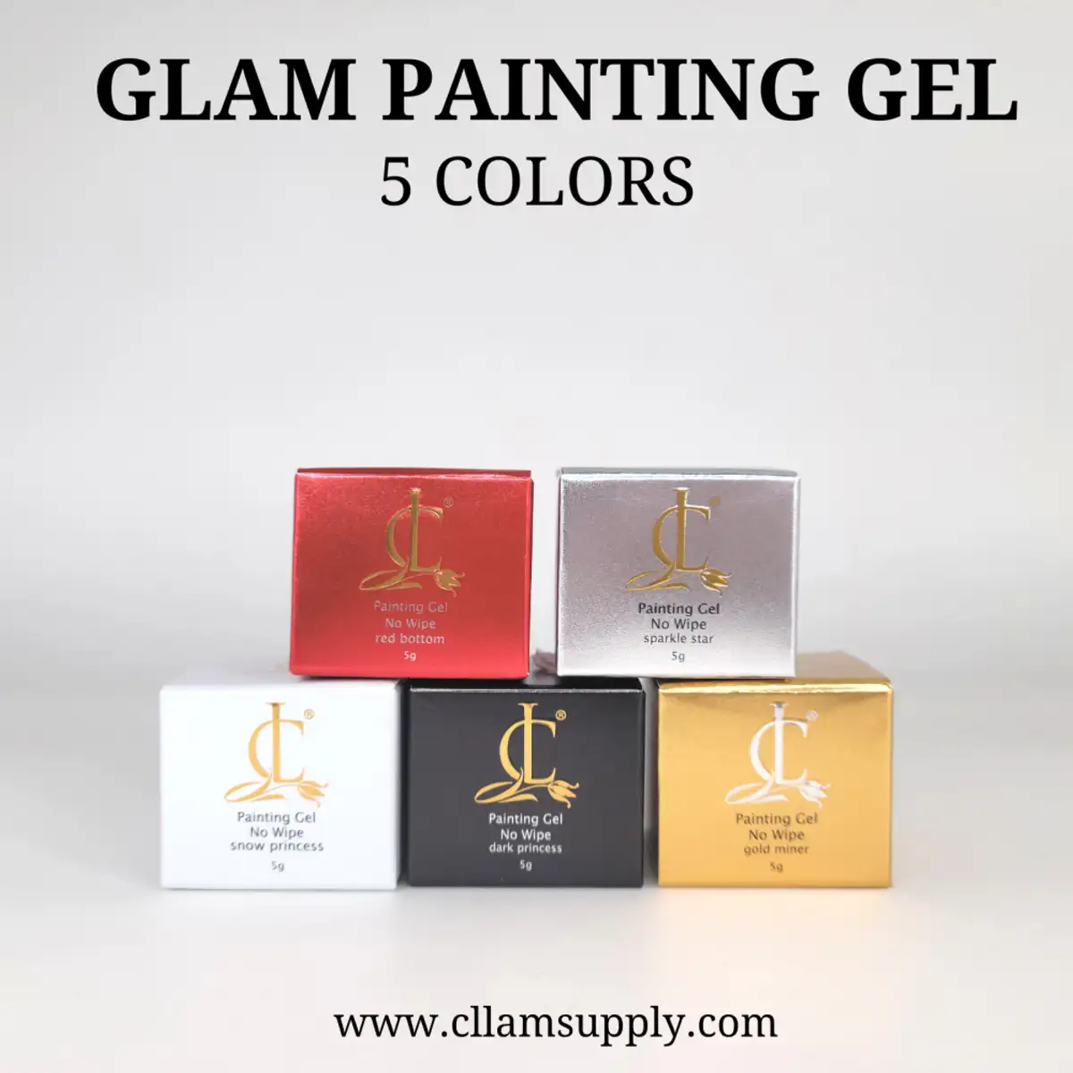 Set 5 Colors: White, Black, Gold, Silver & Red